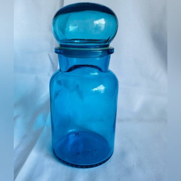 Vintage (1960s) Belgian Blue Glass container - Picture 1 of 4